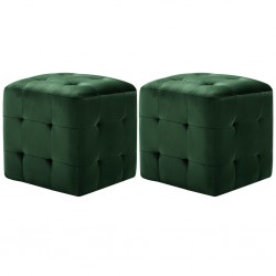 Sonata Нощни шкафчета, 2 бр, зелени, 30x30x30 см, кадифен текстил - Нощни шкафчета