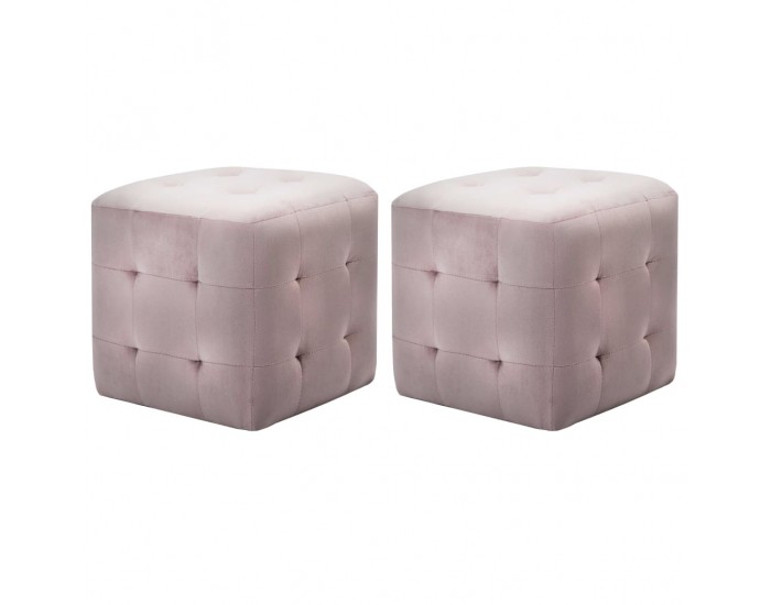 Sonata Нощни шкафчета, 2 бр, розови, 30x30x30 см, кадифен текстил