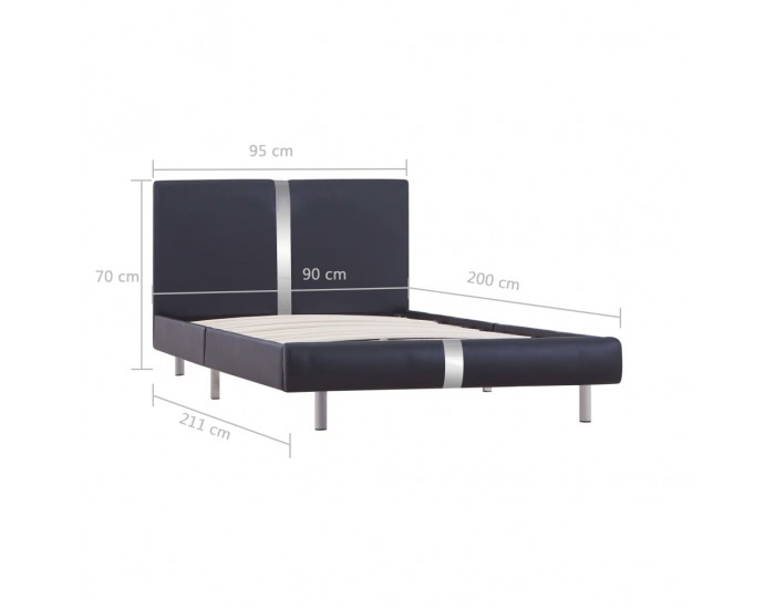 Sonata Рамка за легло, черна, изкуствена кожа, 90x200 cм