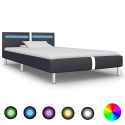 Sonata Рамка за легло с LED, черна, изкуствена кожа, 90x200 cм - Тапицирани легла