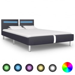 Sonata Рамка за легло с LED, черна, изкуствена кожа, 140x200 cм - Тапицирани легла