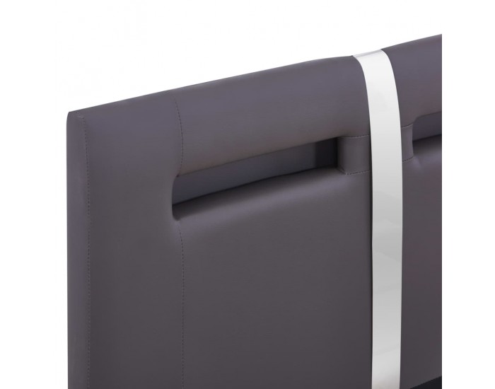 Sonata Рамка за легло с LED, сива, изкуствена кожа, 90x200 cм