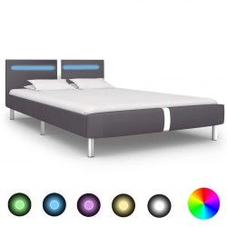 Sonata Рамка за легло с LED, сива, изкуствена кожа, 140x200 cм - Тапицирани легла