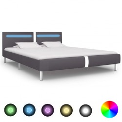 Sonata Рамка за легло с LED, сива, изкуствена кожа, 180x200 cм - Тапицирани легла