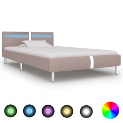 Sonata Рамка за легло с LED, капучино, изкуствена кожа, 90x200 cм - Тапицирани легла