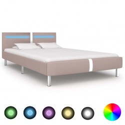 Sonata Рамка за легло с LED, капучино, изкуствена кожа, 120x200 cм - Тапицирани легла
