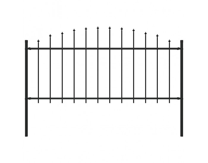 Sonata Градинска ограда с връх пика, стомана, (0,5-0,75)x1,7 м, черна