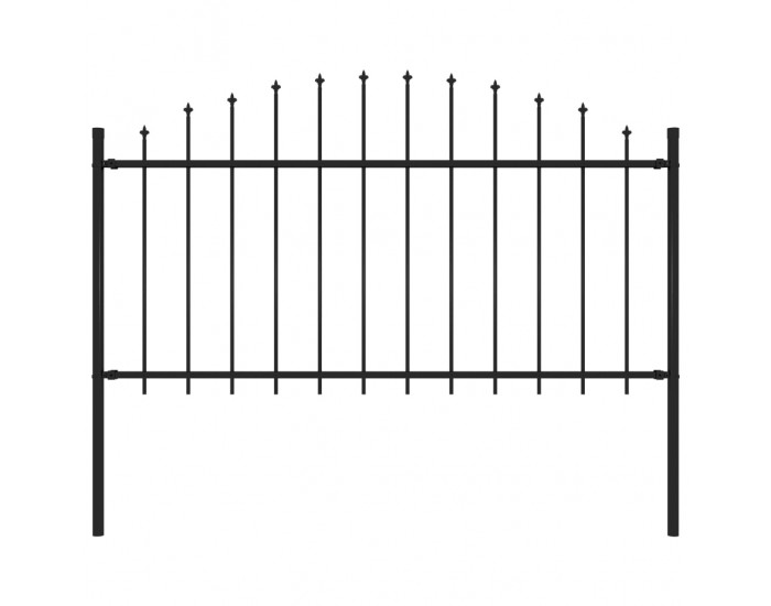 Sonata Градинска ограда с връх пика, стомана, (1,25-1,5)x1,7 м, черна