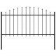 Sonata Градинска ограда с връх пика, стомана, (1,25-1,5)x1,7 м, черна