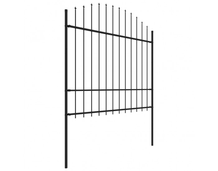 Sonata Градинска ограда с връх пика, стомана, (1,5-1,75)x1,7 м, черна