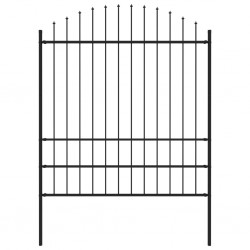 Sonata Градинска ограда с връх пика, стомана, (1,75-2)x1,7 м, черна - Огради