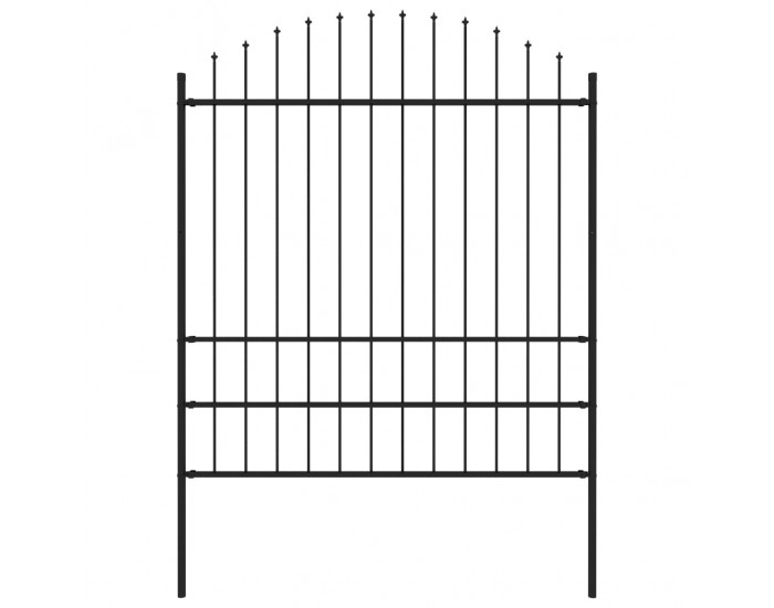 Sonata Градинска ограда с връх пика, стомана, (1,75-2)x1,7 м, черна
