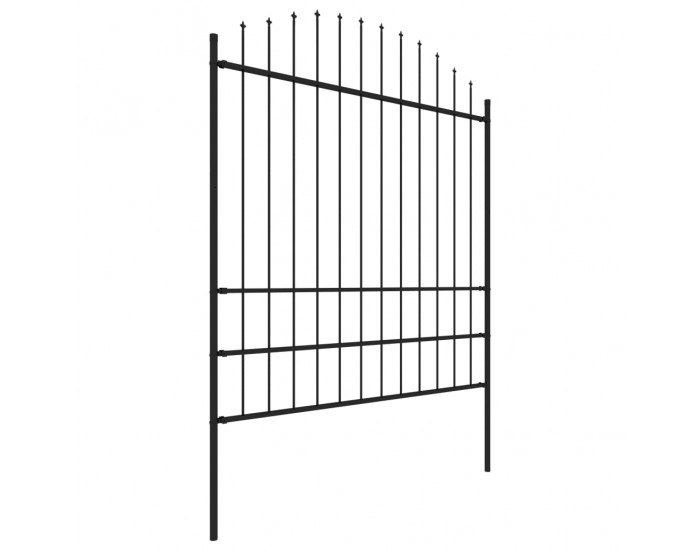 Sonata Градинска ограда с връх пика, стомана, (1,75-2)x1,7 м, черна