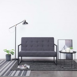 Sonata 2-местен диван с подлакътници, тъмносив, стомана и плат - Дивани