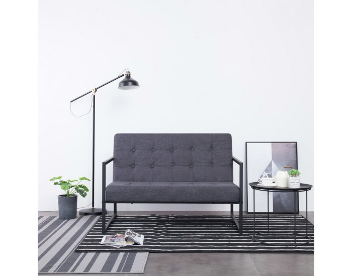 Sonata 2-местен диван с подлакътници, тъмносив, стомана и плат