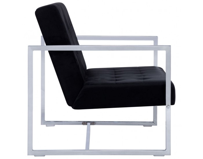Sonata Двуместен диван с подлакътници, черен, хром и кадифе