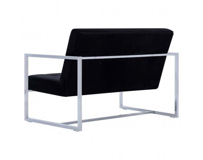 Sonata Двуместен диван с подлакътници, черен, хром и кадифе