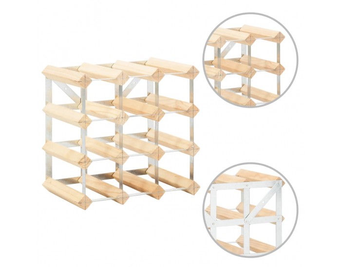 Sonata Стойка за вино за 12 бутилки, масивна борова дървесина