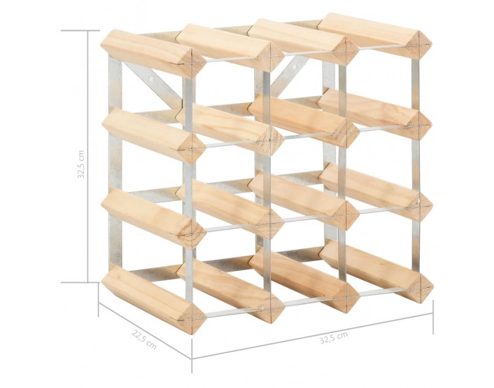 Sonata Стойка за вино за 12 бутилки, масивна борова дървесина