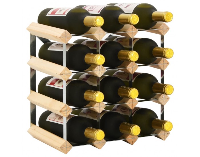 Sonata Стойка за вино за 12 бутилки, масивна борова дървесина