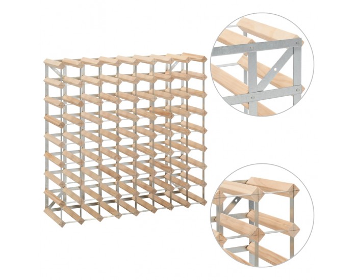 Sonata Стойка за вино за 72 бутилки, масивна борова дървесина