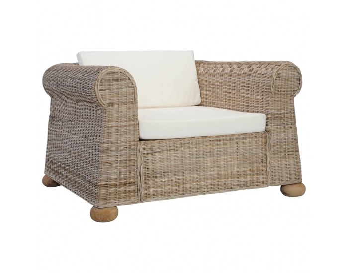 Sonata H Фотьойл с възглавници, естествен ратан