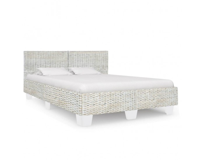 Sonata Рамка за легло, сива, естествен ратан, 160x200 cм