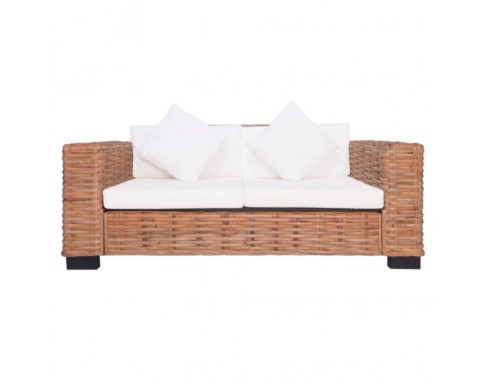 Sonata Комплект градински дивани с възглавници 2 части естествен ратан