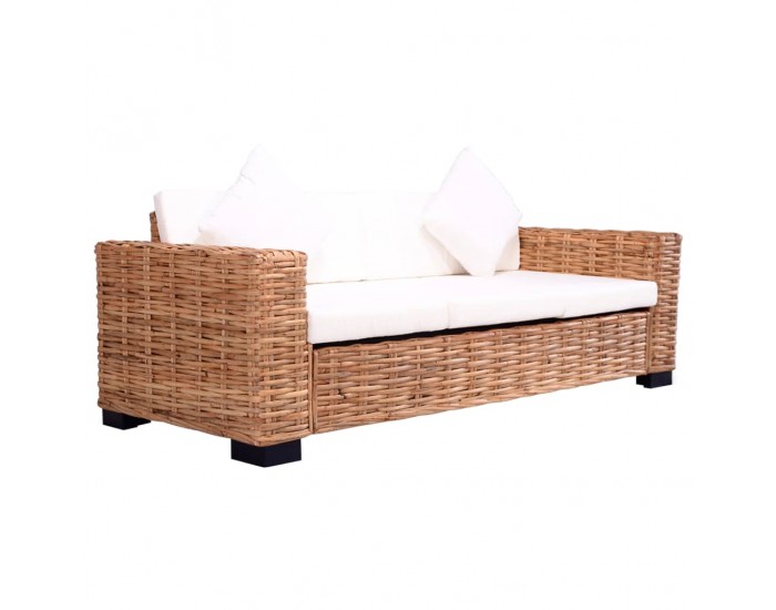 Sonata Комплект градински дивани с възглавници 2 части естествен ратан