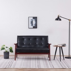 Sonata 2-местен диван, черен, изкуствена кожа - Дивани