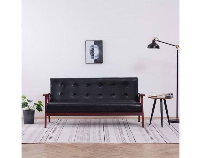 Sonata 3-местен диван, черен, изкуствена кожа
