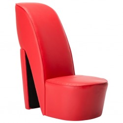 Sonata Стол във форма на обувка на висок ток, червен, изкуствена кожа - Столове