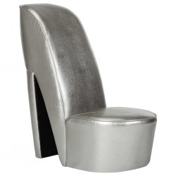 Sonata Стол във форма на обувка на висок ток сребрист изкуствена кожа - Столове