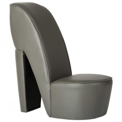 Sonata Стол във форма на обувка на висок ток, сив, изкуствена кожа - Трапезни столове
