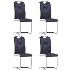 Sonata Конзолни трапезни столове, 4 бр, черни, изкуствена кожа - Столове