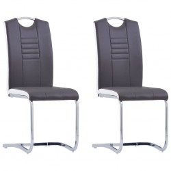 Sonata Конзолни трапезни столове, 2 бр, сиви, изкуствена кожа - Трапезни столове