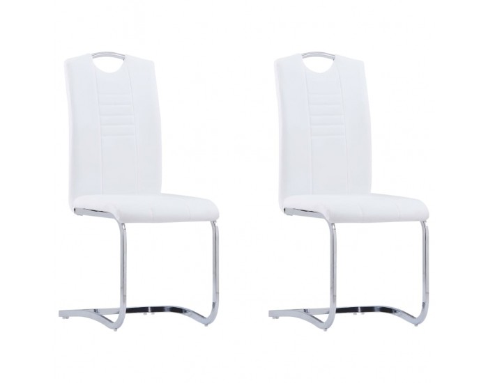 Sonata Конзолни трапезни столове, 2 бр, бели, изкуствена кожа