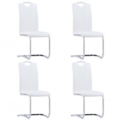 Sonata Конзолни трапезни столове, 4 бр, бели, изкуствена кожа - Трапезни столове