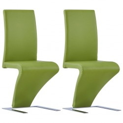 Sonata Трапезни столове, зигзагообразни, 2 бр, зелени, изкуствена кожа - Трапезни столове