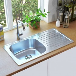 Sonata Кухненска мивка с цедка и сифон, неръждаема стомана - Мивки