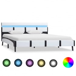 Sonata Рамка за легло с LED, бяла, изкуствена кожа, 140x200 cм - Тапицирани легла