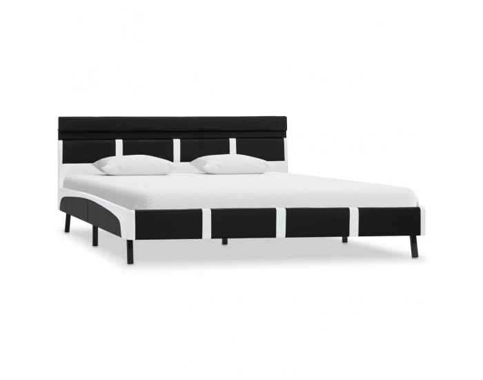 Sonata Рамка за легло с LED, черна, изкуствена кожа, 140x200 cм