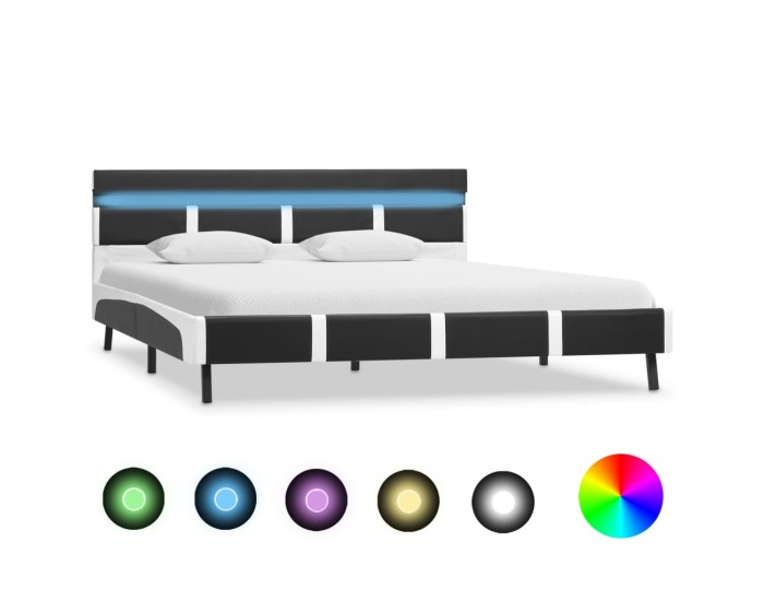 Sonata Рамка за легло с LED, сива, изкуствена кожа, 120x200 cм