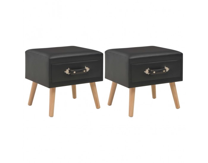 Sonata H Нощни шкафчета, 2 бр, черни, 40x35x40 см, изкуствена кожа