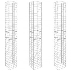 Sonata Габионни кошници, 3 бр, поцинкована стомана, 25x25x197 см - Огради