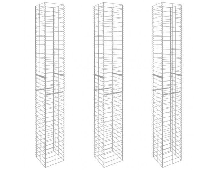 Sonata Габионни кошници, 3 бр, поцинкована стомана, 25x25x197 см