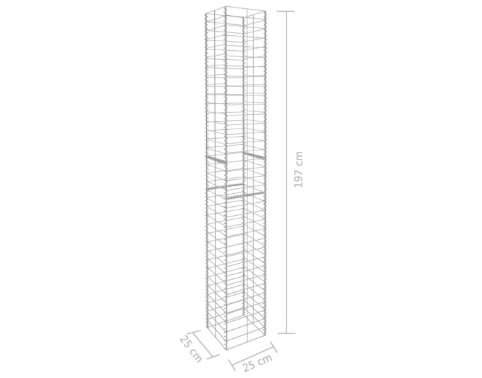 Sonata Габионни кошници, 3 бр, поцинкована стомана, 25x25x197 см