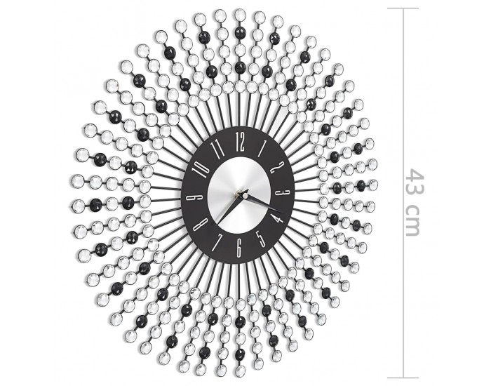Sonata Стенен часовник, метал, 43 см, черен