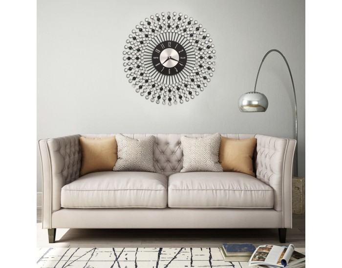 Sonata Стенен часовник, метал, 43 см, черен