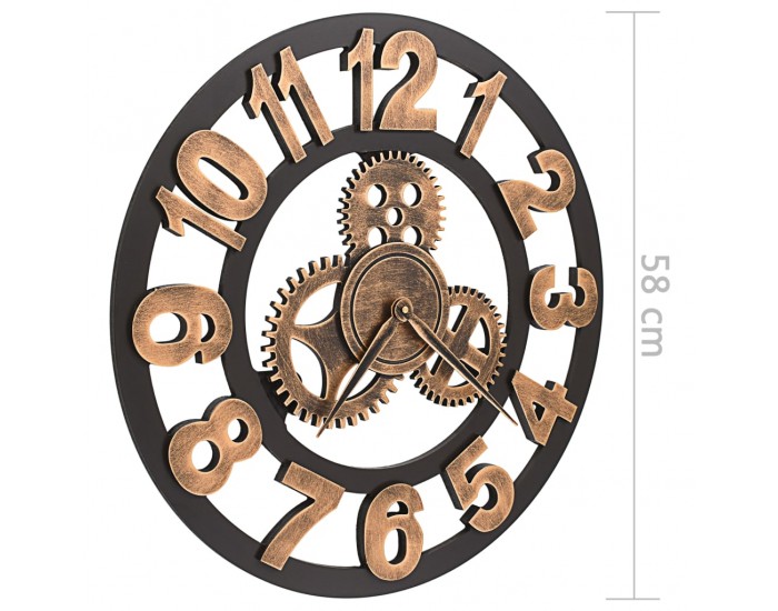 Sonata Стенен часовник, метал, 58 см, златисто и черно